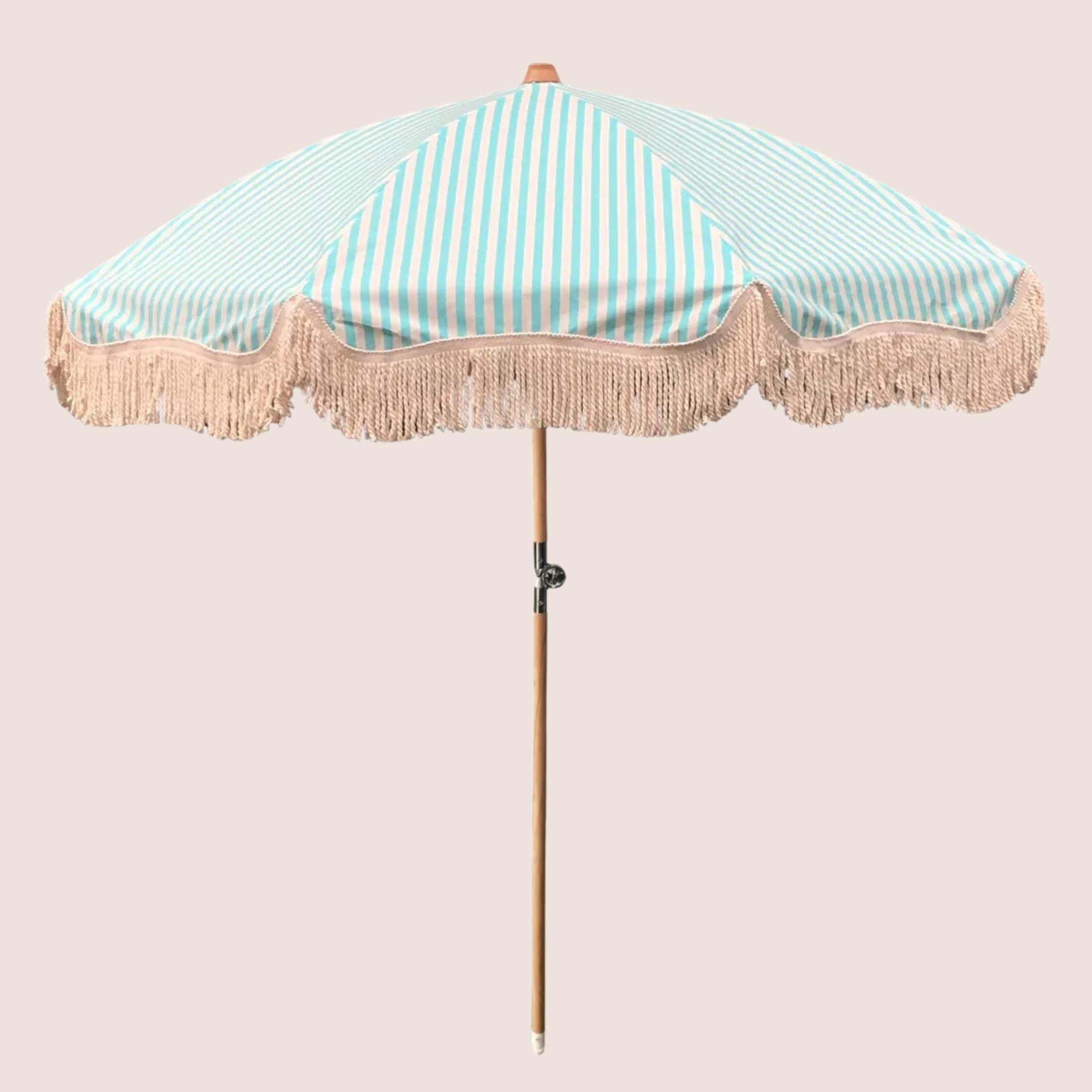 Aquamarine Riviera Fringed Parasol
