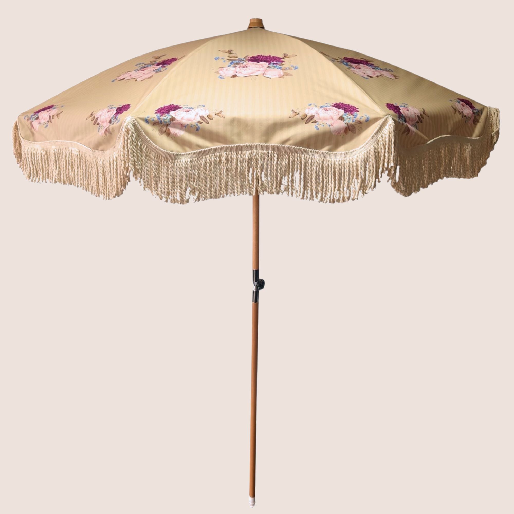 Vintage style fringed floral parasol in Helena design