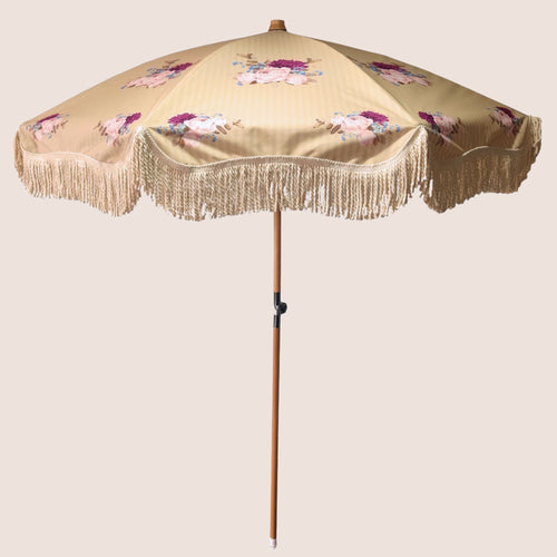 Vintage style fringed floral parasol in Helena design