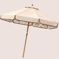 Oyster Shell Harbour Bounty coastal-inspired garden parasol featuring coral and shell illustrations.