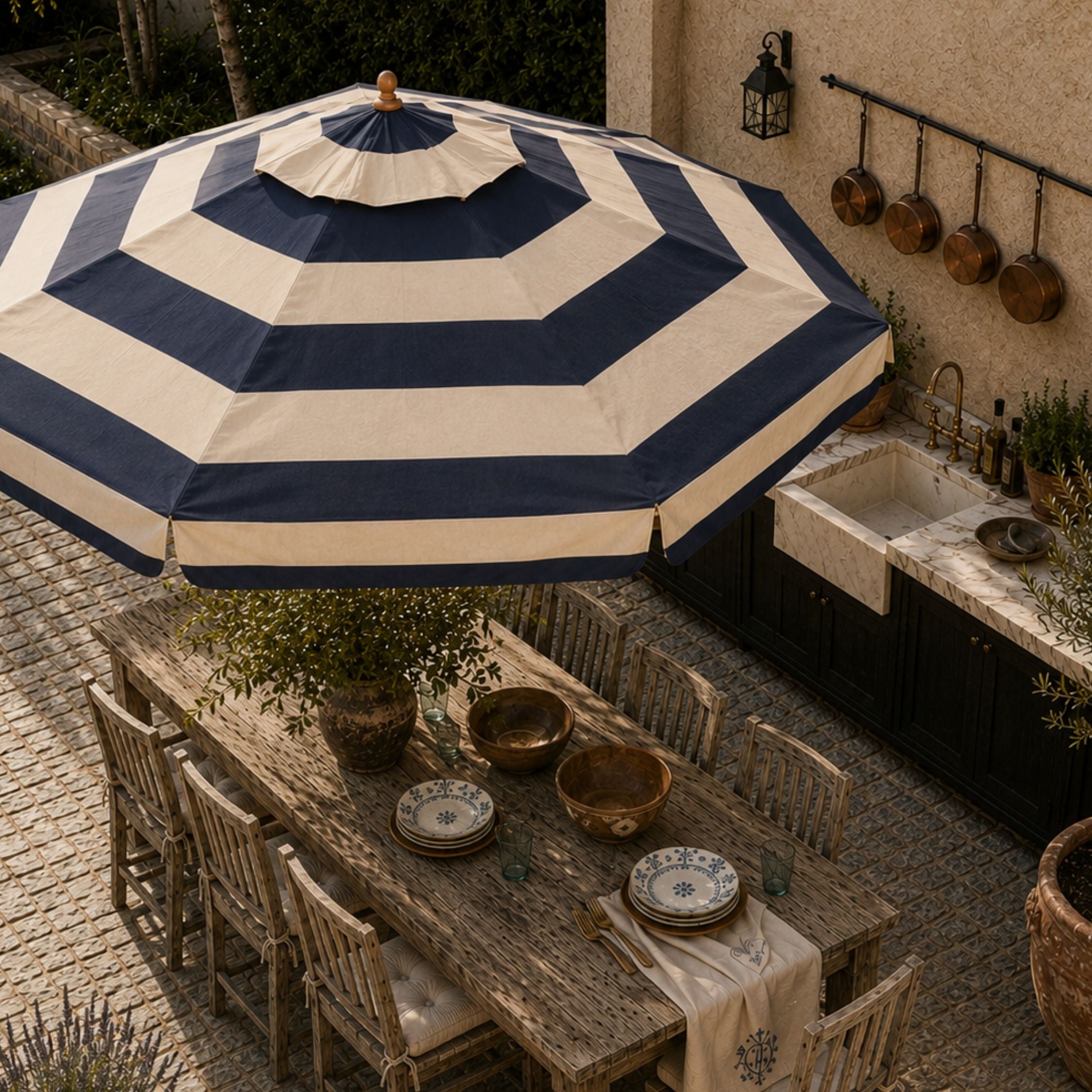 brown striped patio umbrella Bounder Stripe — Midnight Terrace – Staycation Vintage Parasols Ltd Can You Listen To This 9 ft round Schwinn Bike Parts Model:701M
