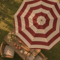 Overhead view of Bounder Stripe striped garden parasol canopy.